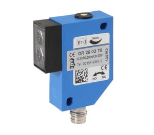 OR260370, Optical sensor,reflex,26x40x12,red light,polf, 10-35VDC,200mA,Sn:2500,M8-plug, IPF ELECTRONIC