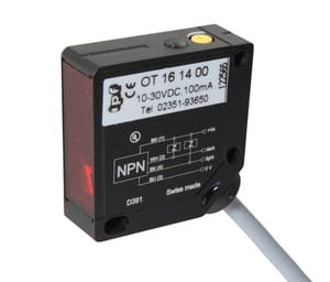 OT161400, Optical sensor,taplug er 12,4x35x35,red light,HGA, 10-30V DC,100mA,Sn:300/2m cable, IPF ELECTRONIC