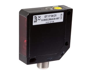 OT170421, Czujnik optyczny, obudowa 15, 4x50x50, HGA, glasopt, 10-30VDC, 200mA, Sn:450, M12-wtyczka 4-pin, IPF ELECTRONIC