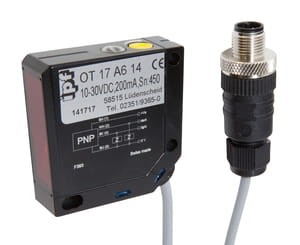 OT17A614, Optical sensor,taplug er 15,4x50x50,red light,HGA, OT170400,M12-cableplug,cable400mm, IPF ELECTRONIC