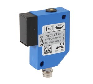 OT260375, Optical sensor,taplug er,26x40x12, 10-35VDC,200mA,Sn:200,M8-plug, IPF ELECTRONIC