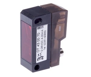 OT430070, Optical sensor,taplug er,analog 14,8x43x32,5,red light, 12-26VDC,a4-20mA,al,Sn:50-400,M8-plug4p, IPF ELECTRONIC