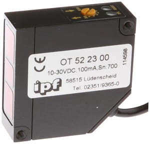 OT522300, Optic sensor, housing 19x52x52, HGA, 10-30VDC, 100mA, Sn700, 2mcable, 3strahl, IPF ELECTRONIC