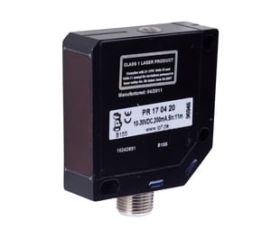 PR170420, Laser sensor,reflex 15,4x50x50,red light, 10-30V DC,200mA,Sn:11m,M12-plug 4pol, IPF ELECTRONIC