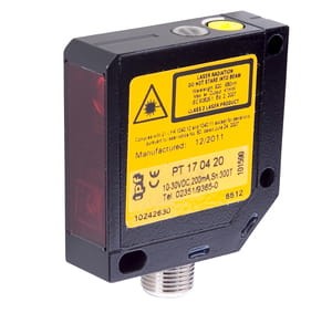 PT170420, Laser sensor,taplug er 15,4x50x50,red light,HGA, 10-30VDC,200mA,Sn:300,M12-plug4pol, IPF ELECTRONIC