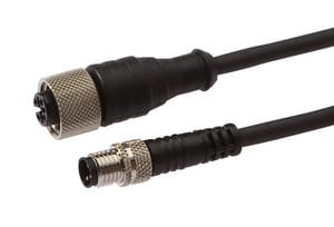 VK030F64, cfromle socket, connection cfromle 0,3m/3x0,34mm², M12-socket straight,M8-plug straight,PUR, IPF ELECTRONIC