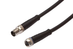 VK030F74, cfromle socket, connection cfromle 0,3m/3x0,34mm², M8-socket straight,M8-plug straight,PUR, IPF ELECTRONIC