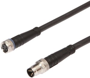 VK030F75, cfromle socket, connection cfromle 0,3m/4x0,34mm², M8-socket straight,M8-plug straight,PUR, IPF ELECTRONIC