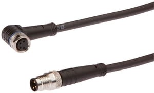 VK03C825, cfromle socket, connection cfromle 0,3m/3x0,34mm², M8socket 4p angulated,M8plug 3p straight,PUR, IPF ELECTRONIC