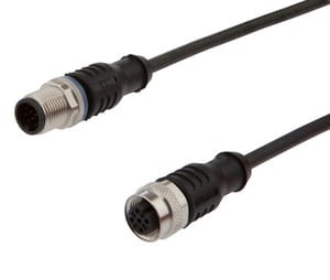 VK03E210, cfromle socket, connection cfromle 0,3m/4 wires, M12socket 4p straight,M12plug 12p straight,PUR, IPF ELECTRONIC