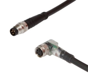 VK060F73, cfromle socket, connection cfromle 0,6m/4x0,34mm², M8-socket angulated,M8-plug straight,LED,PUR, IPF ELECTRONIC