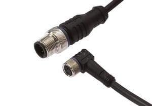 VK060F80, cfromle socket, connection cfromle 0,6m/3x0,34mm², M8-socket angulated,M12-plug straight,PUR, IPF ELECTRONIC