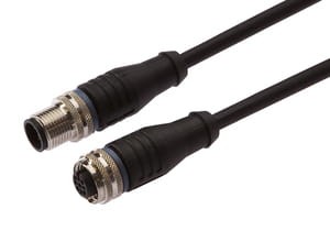 VK065F25, cfromle socket, connection cfromle 0,6m/4x0,34mm², M12socket straight,M12plug straight,PUR, shield, IPF ELECTRONIC