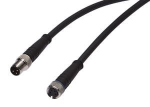 VK06C429, cfromle socket, connection cfromle 0,6m/3x0,34mm², M8socket 4p straight,M8plug 3p straight,PUR, IPF ELECTRONIC