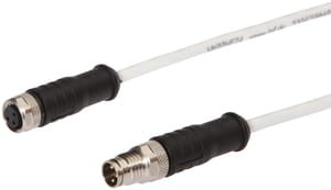 VK06HF74, cfromle socket, connection cfromle 0,6m, high temp.150°C,3x0,34mm², M8-socket straight,M8-plug straight,Teflon, IPF ELECTRONIC