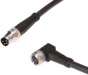 VK100F71, cfromle socket, connection cfromle 1m/4x0,34mm², M8-socket angulated,M8-plug straight,PUR, IPF ELECTRONIC