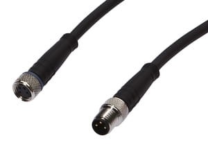 VK10C524, cfromle socket, connection cfromle 1m/3x0,34mm², M8socket 4p straight,M8plug 3p straight,PUR, IPF ELECTRONIC