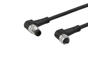 VK10E109, cfromle socket, connection cfromle 1m/3x0,34mm², M8-socket angulated,M8-plug angulated,PUR, IPF ELECTRONIC