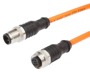 VK10RF25, cfromle socket, connection cfromle 1m/4x0,34mm²,robotic, M12-socket straight,M12-plug straight,PUR, IPF ELECTRONIC