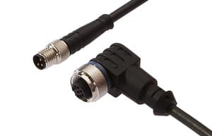 VK150F60, cfromle socket, connection cfromle 1,5m/3x0,34mm², M12-socket angulated,M8-plug straight,PUR, IPF ELECTRONIC