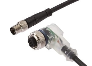 VK150F62, cfromle socket, connection cfromle 1,5m/3x0,34mm², M12-socket angulated,M8-plug straight,PUR,LED, IPF ELECTRONIC