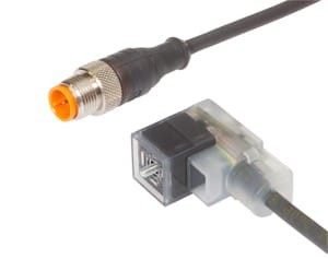 VK15A320, cfromle socket, connection cfromle 1,5m,3x0,5mm²,PUR,LED, valve-socket angulated,Bf.C,M12St straight, IPF ELECTRONIC