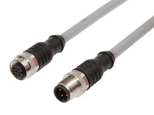 VK15E026, cfromle socket, connection cfromle 1,5m/4x0,75mm², M12-socket straight,M12-plug straight,PUR, IPF ELECTRONIC