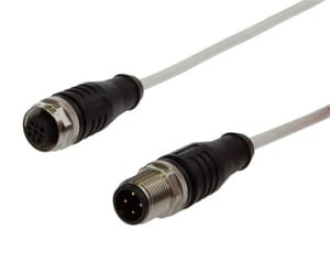 VK15HF25, cfromle socket, connection cfromle 1,5m, high temp.150°C,4x0,34mm², M12-socket straight,M12-plug straight,Teflon, IPF ELECTRONIC