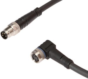 VK200F71, cfromle socket, connection cfromle 2m/4x0,34mm², M8-socket angulated,M8-plug straight,PUR, IPF ELECTRONIC