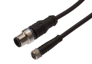 VK200F84, cfromle socket, connection cfromle 2m/3x0,34mm², M8-socket straight,M12-plug straight,PUR, IPF ELECTRONIC