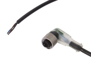 VK201721, cfromle socket 2m,3x0,34mm²/M12, angulated,PUR/PVC,npn,2LED,3 wires, IPF ELECTRONIC