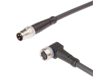 VK20C636, cfromle socket, connection cfromle 2m/3x0,34mm², M8socket 4p angulated,M8plug 3p straight,PUR, IPF ELECTRONIC