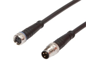 VK20C641, cfromle socket, connection cfromle 2m/3x0,34mm², M8socket 4p straight,M8plug 3p straight,PUR, IPF ELECTRONIC