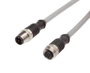 VK20E027, cfromle socket, connection cfromle 2m/4x0,75mm², M12-socket straight,M12-plug straight,PUR, IPF ELECTRONIC