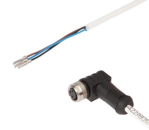 VK20H071, cfromle socket 2m, high temp.150°C,3x0,34mm²,M8, angulated,Teflon,3pins, IPF ELECTRONIC