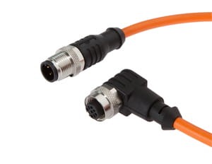 VK20RF21, cfromle socket, connection cfromle 2m/4x0,34mm²,robotic, M12-socket angulated,M12-plug straight,PUR, IPF ELECTRONIC