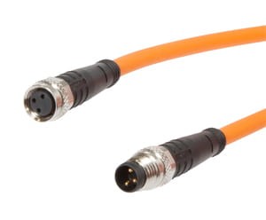 VK20RF74, cfromle socket, connection cfromle 2m/3x0,25mm²,robotic, M8-socket straight,M8-plug straight,PUR, IPF ELECTRONIC