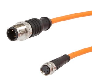 VK20RF84, cfromle socket, connection cfromle 2m/3x0,25mm²,robotic, M8-socket straight,M12-plug straight,PUR, IPF ELECTRONIC