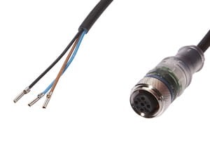 VK300225, cfromle socket 3m,3x0,34mm²,M12, straight,PUR,pnp,2LED,3 wires, IPF ELECTRONIC