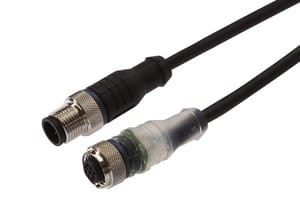 VK300F26, cfromle socket, connection cfromle 3m/4x0,34mm², M12socket straight,M12plug straight,PUR,LED, IPF ELECTRONIC