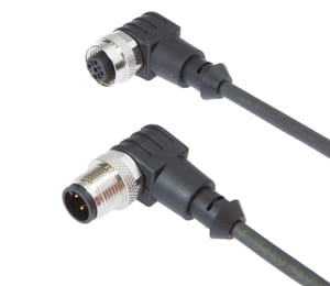 VK500F2B, cfromle socket, connection cfromle 5m/4x0,34mm², M12-socket angulated,M12-plug angulated,PUR, IPF ELECTRONIC
