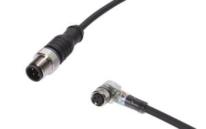 VK500F82, cfromle socket, connection cfromle 5m/3x0,34mm², M8-socket angulated,M12-plug straight,PUR,LED, IPF ELECTRONIC