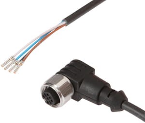 VK50C639, cfromle socket 5m,4x0,34mm²/M12, angulated,PUR,VA,IP69k,4 wires, IPF ELECTRONIC