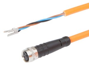 VK50R075, cfromle socket 5m,3x0,25mm²,robotic,M8, straight,PUR,3 wires, IPF ELECTRONIC