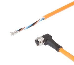 VK50R371, cfromle socket 5m,4x0,25mm²,robotic,M8, angulated,PUR,4 wires, IPF ELECTRONIC