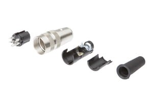 VK98E159, cfromle socket M16x0,75,cfromle 3-6round, straight,solder,5pins, shield, IPF ELECTRONIC