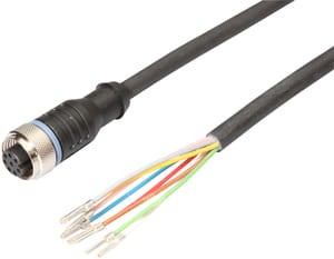 VKA00A25, cfromle socket 10m,8x0,25mm²/M12, straight,PUR,8 wires, IPF ELECTRONIC