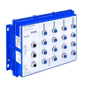 OCTOPUS 16M Train, 16 portów uplink: 10/100 BASE-TX, M12 kodowanie "D", 4 pin 16 x 10/100 BASE-TX kabel TP, auto-crossing, auto-negotiation, auto-polarity, HIRSCHMANN