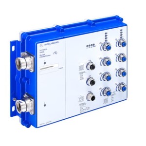 OS32-080802O6O6TPEPHH, 10 portów uplink: 1000 BASE-SFP-slots acc. IEC 63076-3-106, Version 1 8 x 10/100 BASE-TX, w tym 8 x 10/100 BASE-TX PoE (phantom power) TP-cable, auto-crossing, auto-negotiation, auto-polarity., Hirschmann