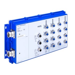 OS32-081602O6O6TPEPHH, 18 portów uplink: 1000 BASE-SFP-slots acc. IEC 63076-3-106, Version 1 16 x 10/100 BASE-TX, w tym 8 x 10/100 BASE-TX PoE (phantom power) TP-cable, auto-crossing, auto-negotiation, auto-polarity., Hirschmann